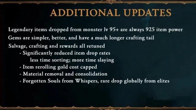 List of additional updates in Diablo 4 season 4