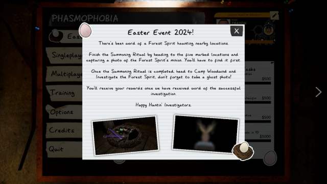 Phasmophobia Easter Event 2024 information notification