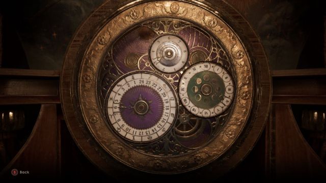 An Alone in the Dark screenshot that shows a closeup of the Astronomical Clock's gears and hands.
