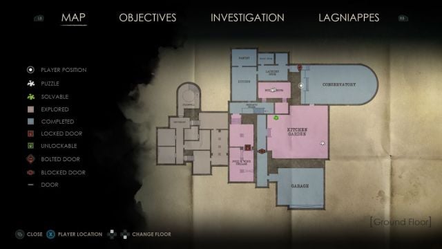 A screenshot of the Ground Floor map in Alone in the Dark.
