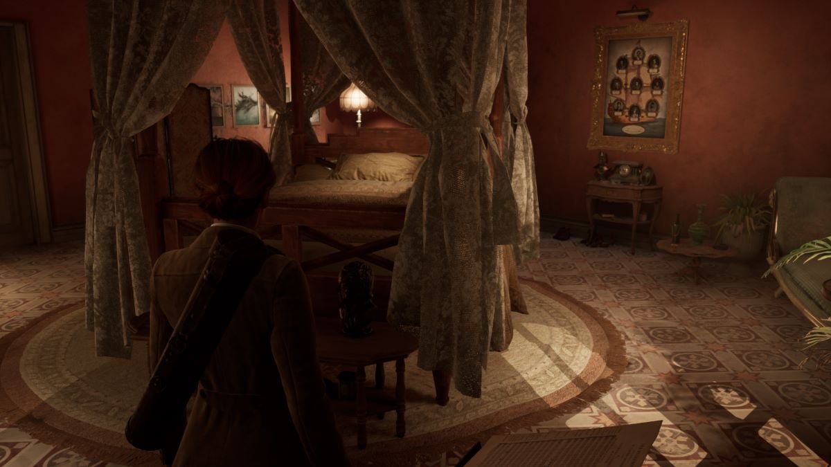 An Alone in the Dark screenshot that shows Emily looking at Perosi's Room.