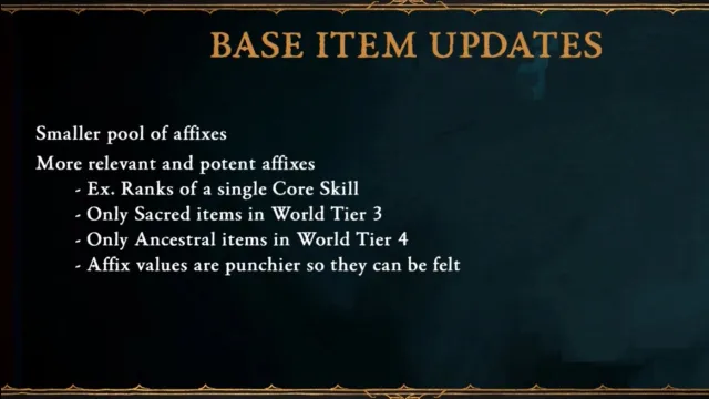 List of base item updates in Diablo 4 season 4