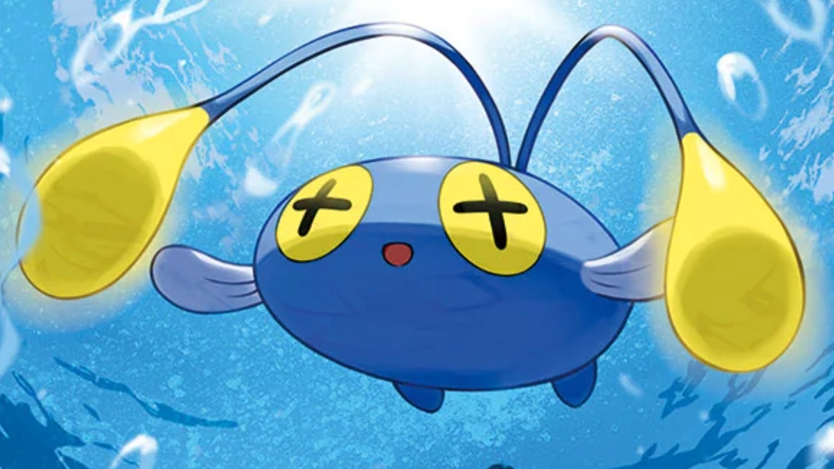 Chinchou floating in the bright sea in Pokemon.