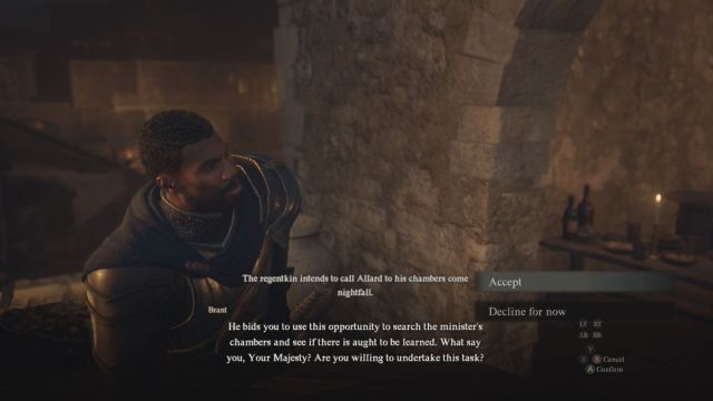 A Dragon's Dogma 2 screenshot that shows Captain Brandt offering a quest.