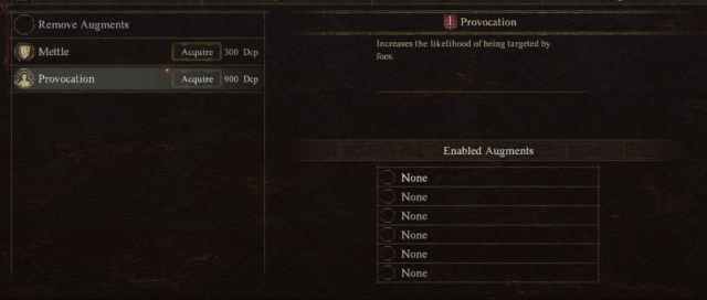 Image of the Augments tab for Fighters in Dragon's Dogma 2.