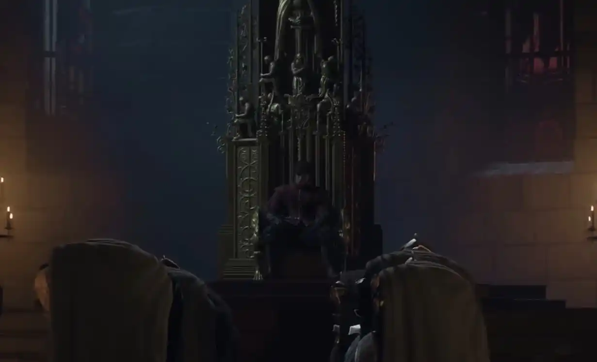 Image of the Arisen on the throne in Dragon's Dogma 2.