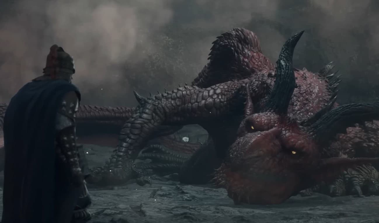 Image of the Arsien slaying the Dragon in Dragon's Dogma 2.
