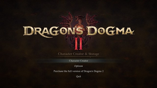 Title screen for Dragon's Dogma 2 character creator