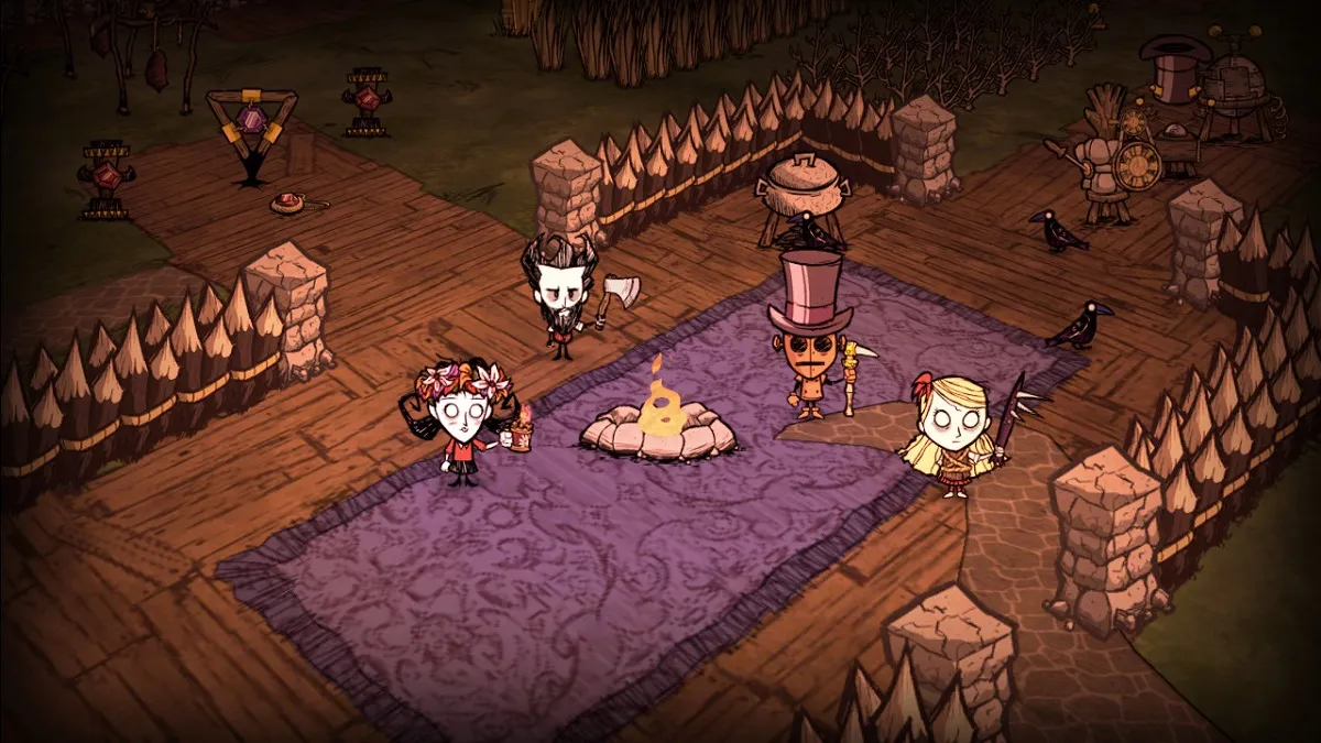An image of the party characters standing together in Don't Starve Together.