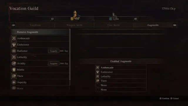 A screenshot showing Archer Augments in Dragon's Dogma 2