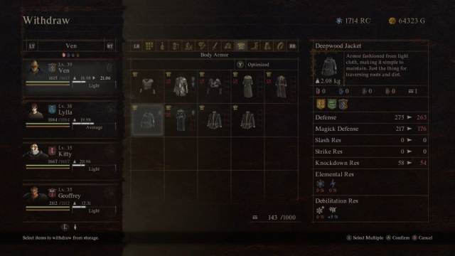 A screenshot showing the Deepwood Jacket in Dragon's Dogma 2.