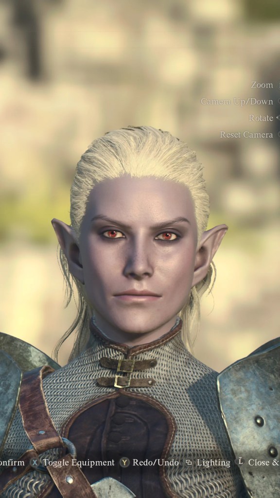 A character created in Dragon's Dogma 2 showing a Drow from Baldur's Gate 3.