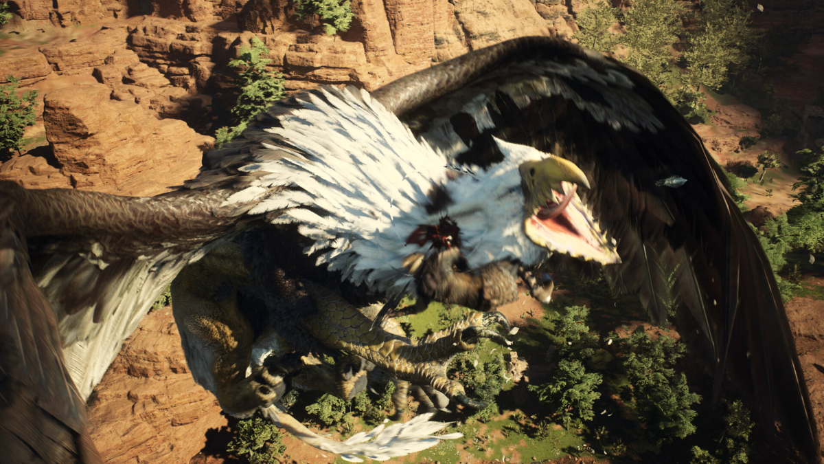 A player in Dragon's Dogma 2 attacking a Griffin.