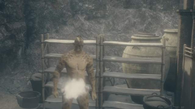 A character in Dragon's Dogma 2 entering the Hot Spring.