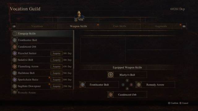 A menu showing skills for a Magick Archer in Dragon's Dogma 2.