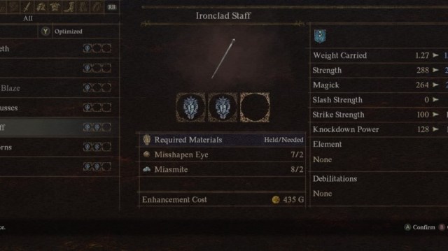 The Arisen attempts to refine a weapon using Miasmite in Dragon's Dogma 2.