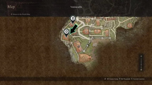 The directions to find the Murder Report in Dragon's Dogma 2 on the map.