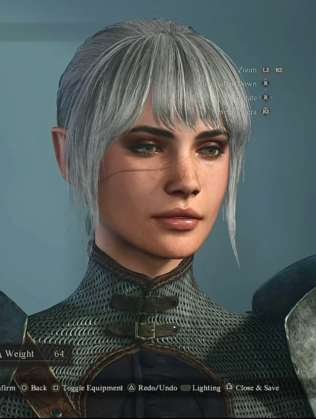 A character created in Dragon's Dogma 2 showing Shadowheart from Baldur's Gate 3.
