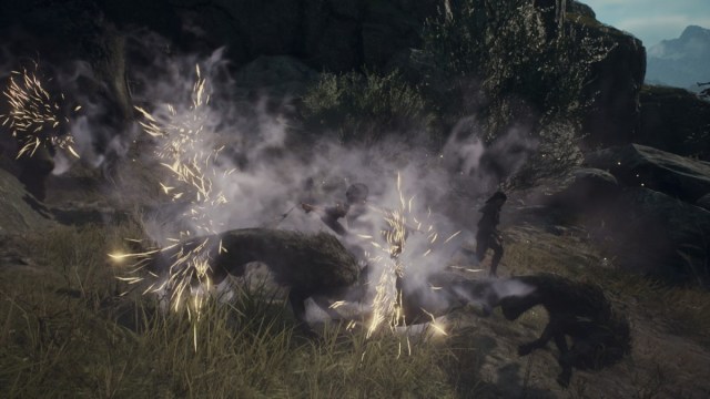 A Trickster uses the Sweeping Shroud weapon skill in Dragon's Dogma 2.