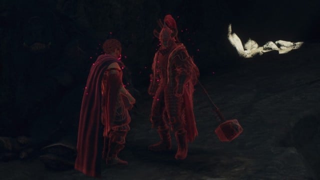 A Trickster and Warrior look at each other while buffed in Dragon's Dogma 2.