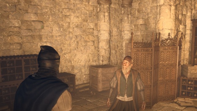 A character in Dragon's Dogma 2 speaking to Waldhar the Magistrate.