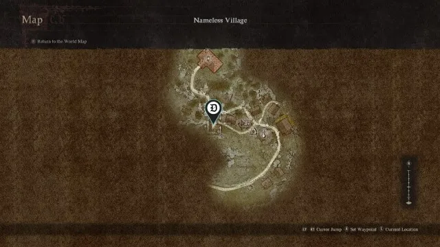 The location of Wendy, a member of the Nameless Village, in Dragon's Dogma 2.