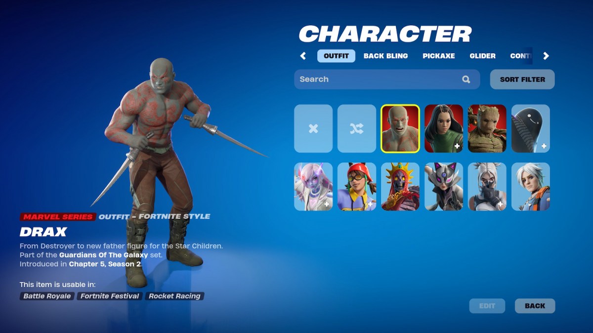 A picture of Drax and other Guardians of the Galaxy coming to Fortnite