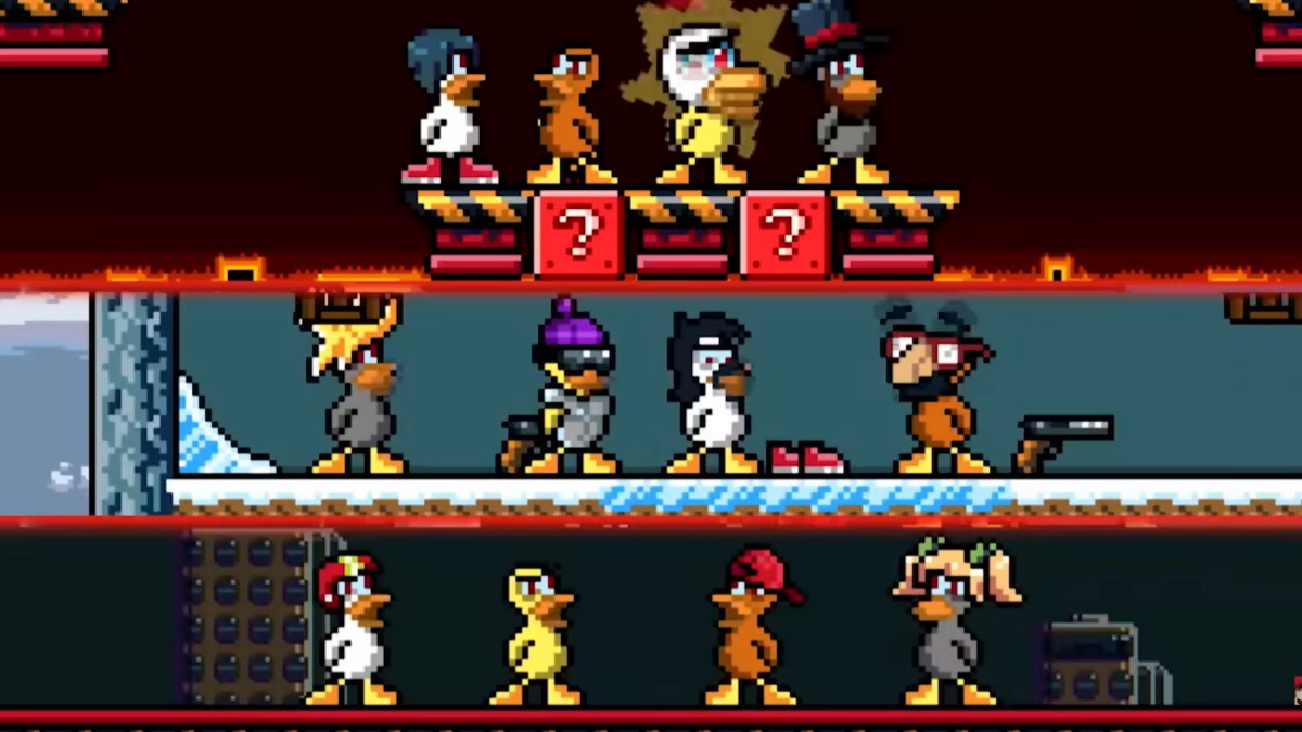 A series of 12 ducks quack in Duck Game.