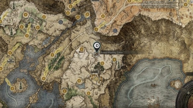 The location of the Howl of Shabiri Incantation in Elden Ring, shown on a map.