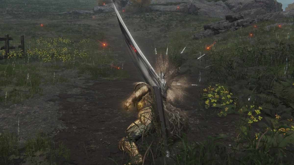 The ender to the Sword Dance Ash of War in Elden Ring, depicted by a knight in golden armor.