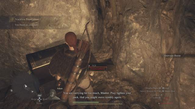 Finding an archistaff in a cave in Dragon's Dogma 2.