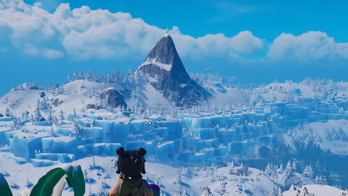 Fortnite LEGO character standing in the snow biome