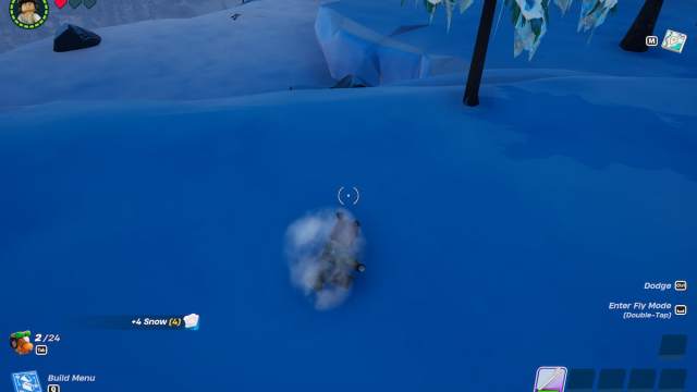 LEGO Fortnite character digging snow