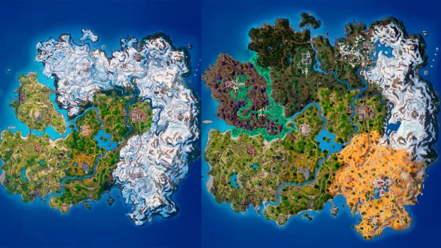 Fortnite Chapter 5 maps side by side comparison