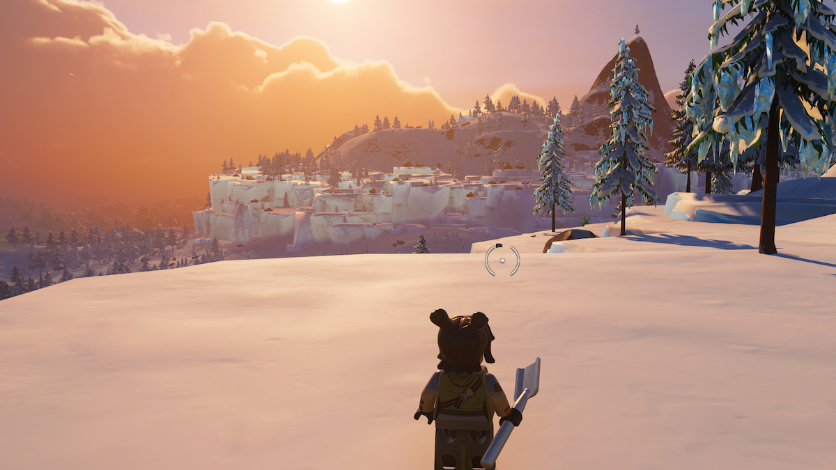 Lego Fortnite character in snow biome