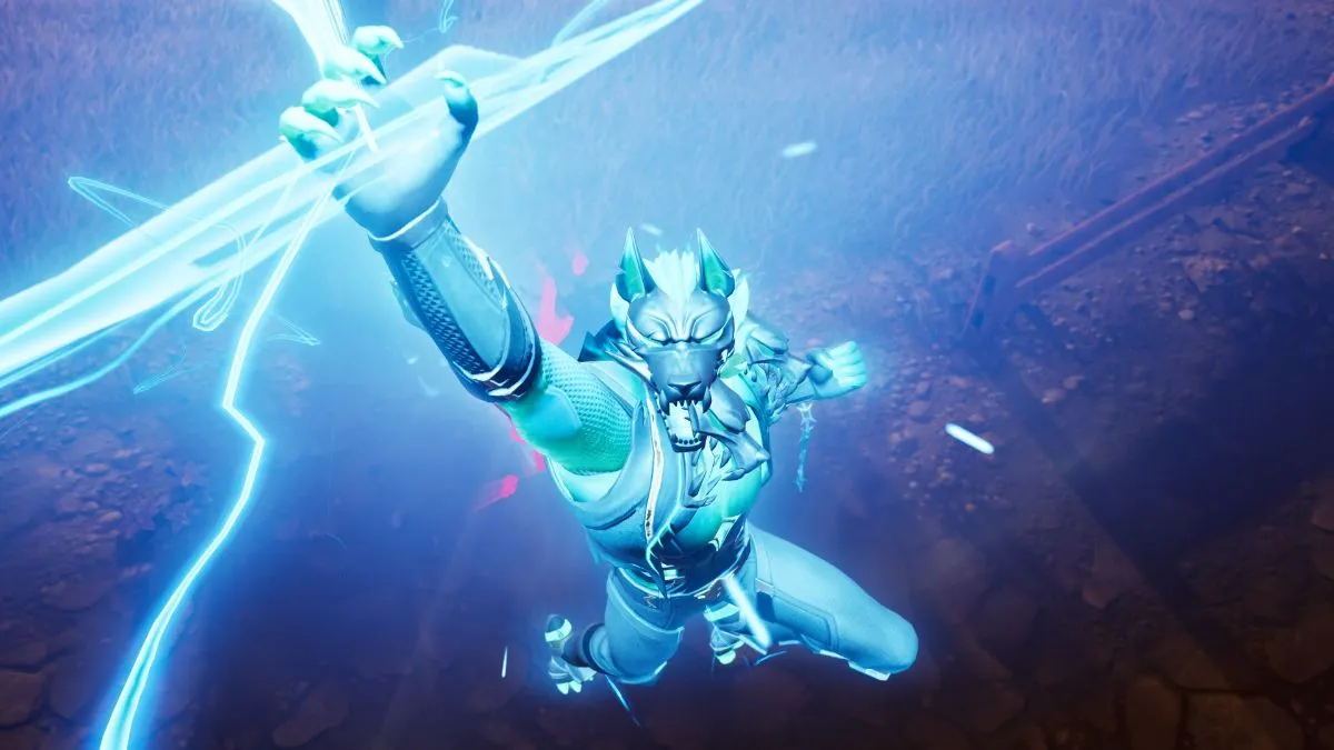 A player holds up the Thunderbolt of Zeus in Fortnite.
