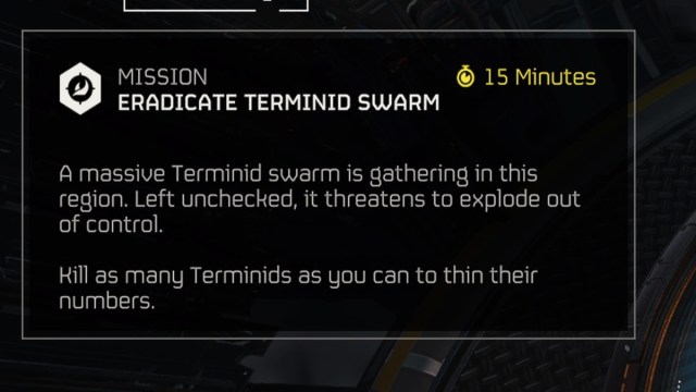 Eradicate Terminid Swarm mission summary