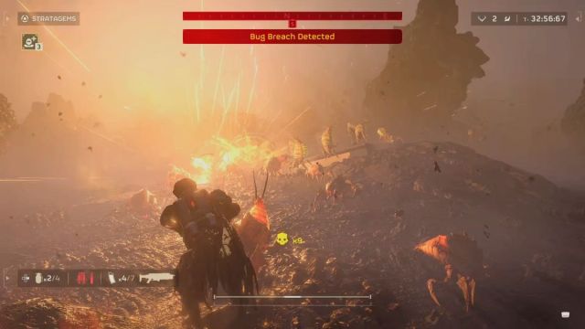 Scavengers getting blown up by mines in Helldivers 2