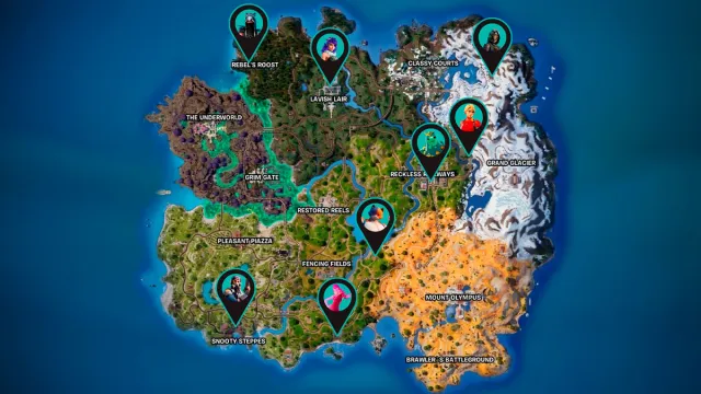 Map with all NPCs Fortnite
