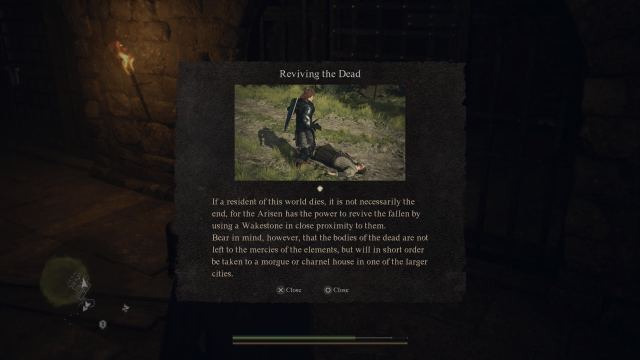 A menu of reviving someone in Dragon's Dogma 2.