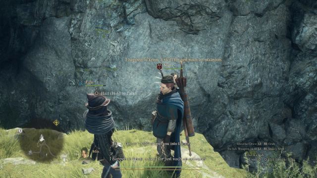 Arisen and Pawns on a hill in Dragon's Dogma 2.