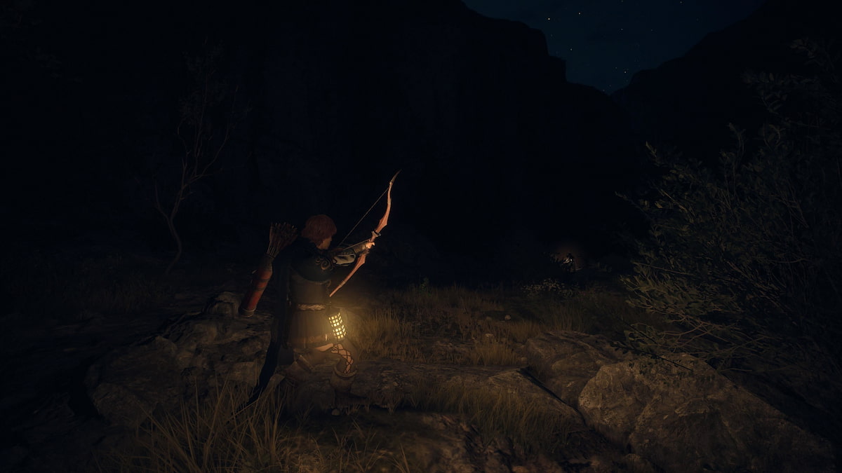 Arisen shooting a bow in Dragon's Dogma 2.