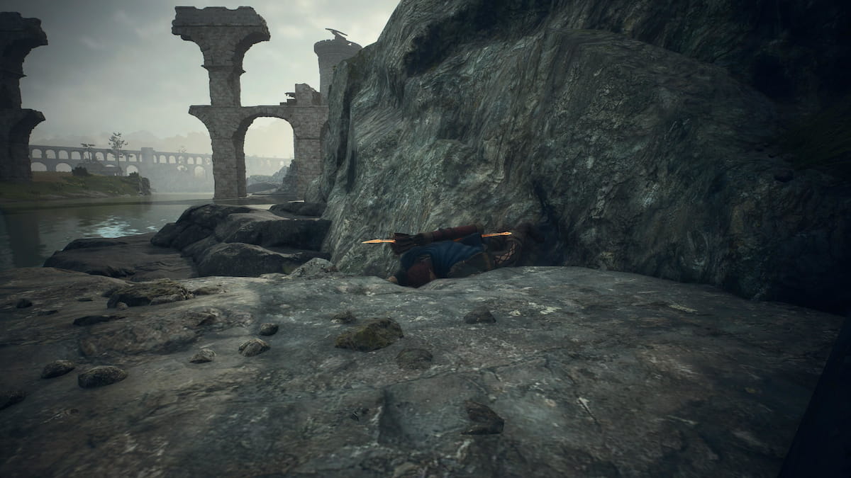 Arisen laying on the ground in Dragon's Dogma 2.