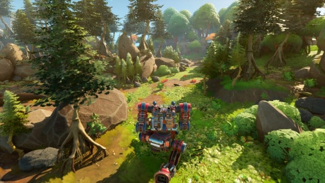 A Mech in Lightyear Frontier exploring the environment.