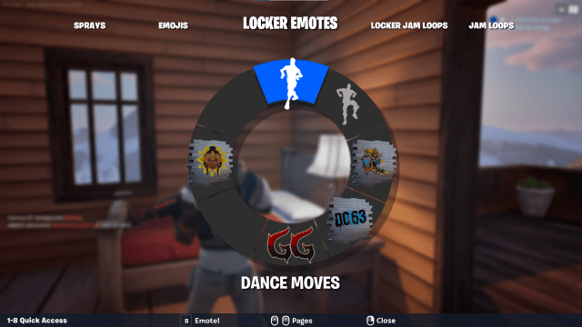 Locker Emotes UI in Fortnite