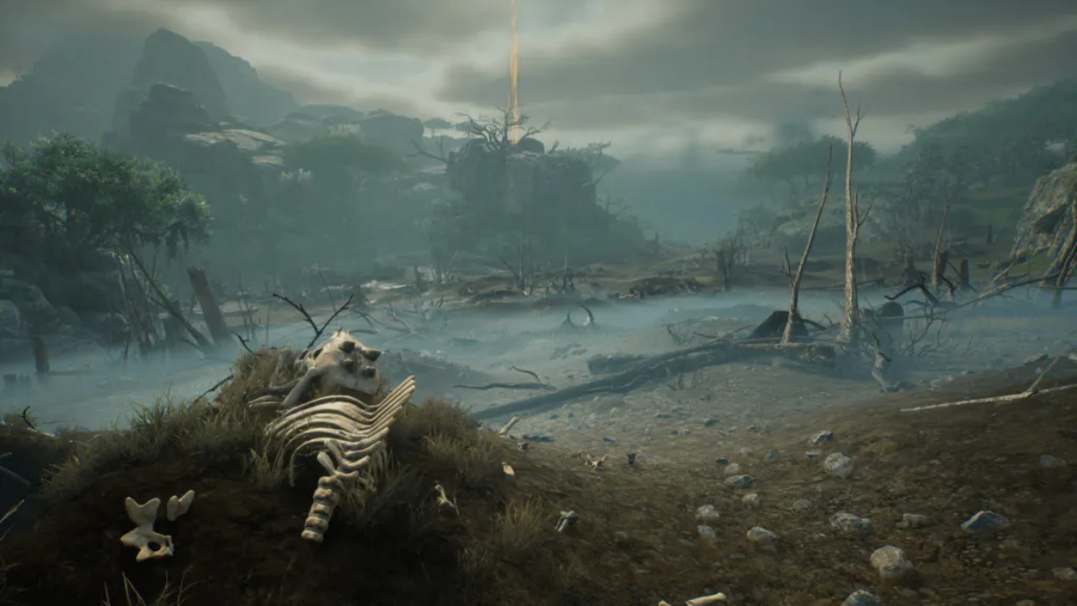 An environment in Outlast: A New Beginning strewn with skeletons.