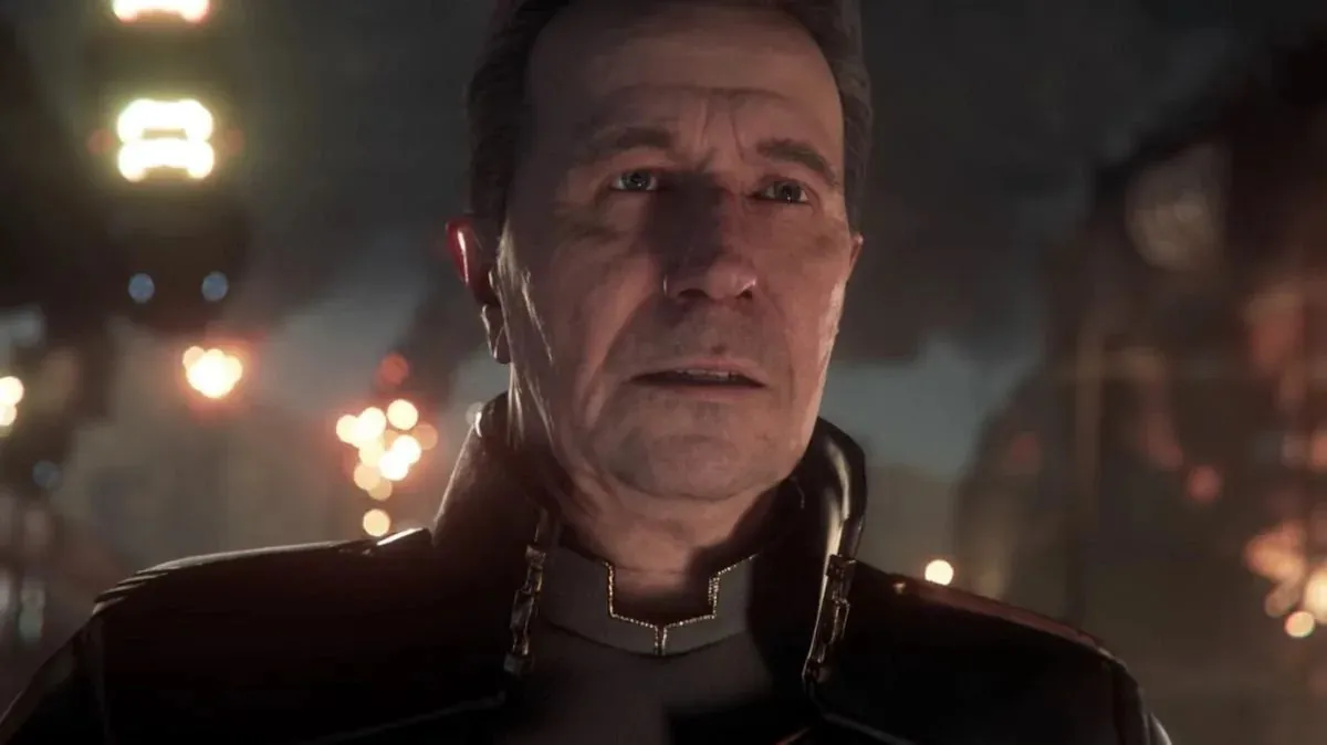 An in game image of Gary Oldman's character from Squadron 42