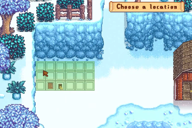 Image of a grid layout in Stardew Valley showing that a house is moving.