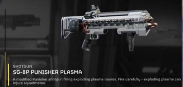 The SG-8P Punisher Plasma shotgun in Helldivers 2.