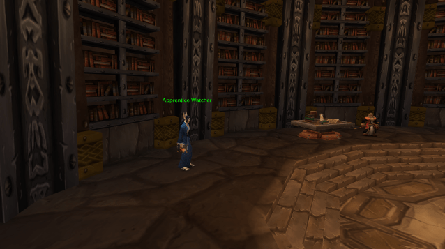 Apprenctice Watcher High Elf NPC in WoW Classic Hardcore, particularly and specifically found in the Ironforge Hall of Explorers